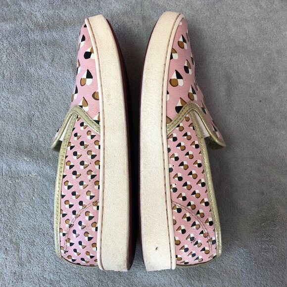 Coach Heart Print Blush Pink Gold Trim Heart Slip On Shoes Size 10B - Picture 6 of 16